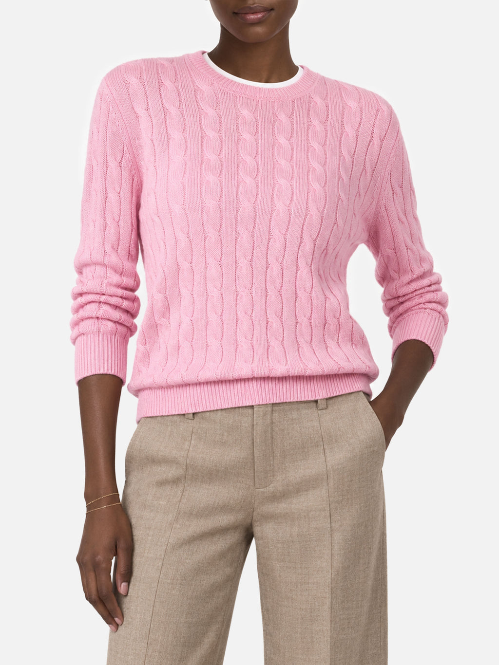 MC2 Saint Barth SORBONNE BRAID WOOL SORB005 - Maglia Sorbonne girocollo a trecce in pura lana con ricamo logo - Rosa (21 Pink)