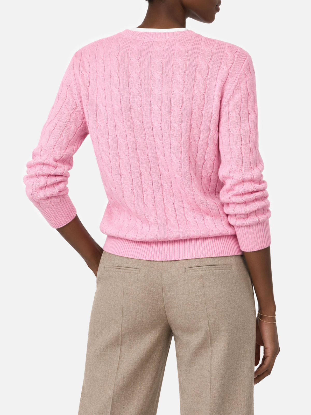 MC2 Saint Barth SORBONNE BRAID WOOL SORB005 - Maglia Sorbonne girocollo a trecce in pura lana con ricamo logo - Rosa (21 Pink)