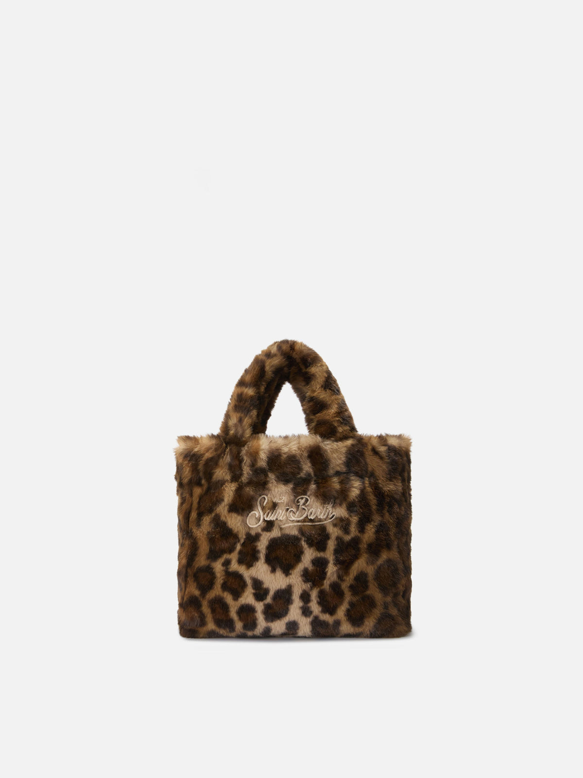 MC2 Saint Barth VANITY MINI TEDDY VAMI029 - Borsa a mano Vanity Mini Teddy in morbido tessuto con ricamo - Panna Teddy (1118 Emb)