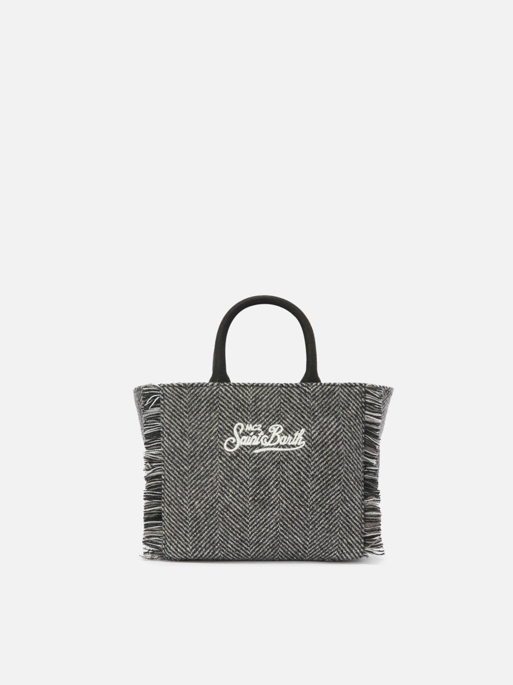 MC2 Saint Barth VANITY MINI SHEARLING VAMI020 - Borsa a mano Vanity Mini in tessuto shearling con ricamo - Marrone / Panna (1810 Emb)