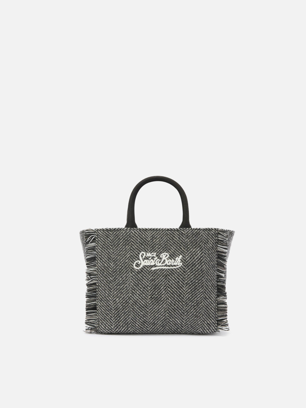 MC2 Saint Barth VANITY MINI SHEARLING VAMI020 - Borsa a mano Vanity Mini in tessuto shearling con ricamo - Marrone / Panna (1810 Emb)