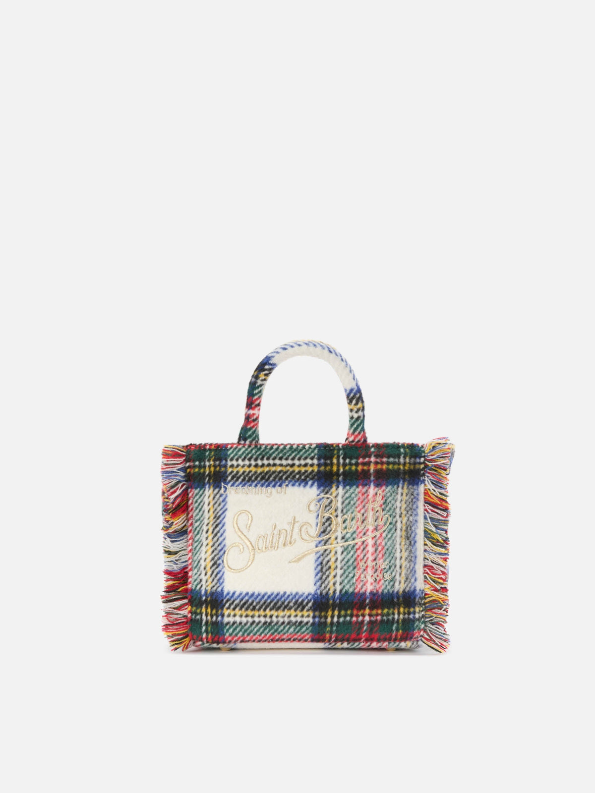 MC2 Saint Barth VANITY MINI WOOL N VAMI031 - Borsa a mano Vanity Mini in misto lana motivo tartan - Tartan Marrone (Tartan 1812 Emb)