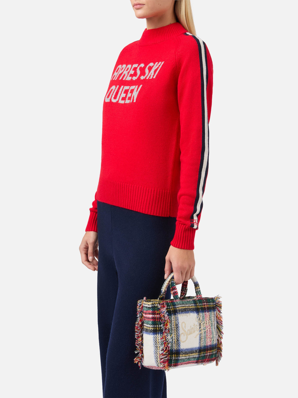 MC2 Saint Barth VANITY MINI WOOL N VAMI031 - Borsa a mano Vanity Mini in misto lana motivo tartan - Tartan Marrone (Tartan 1812 Emb)