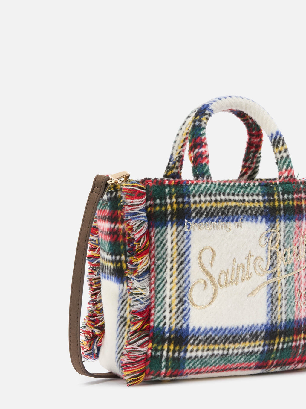 MC2 Saint Barth VANITY MINI WOOL N VAMI031 - Borsa a mano Vanity Mini in misto lana motivo tartan - Tartan Marrone (Tartan 1812 Emb)