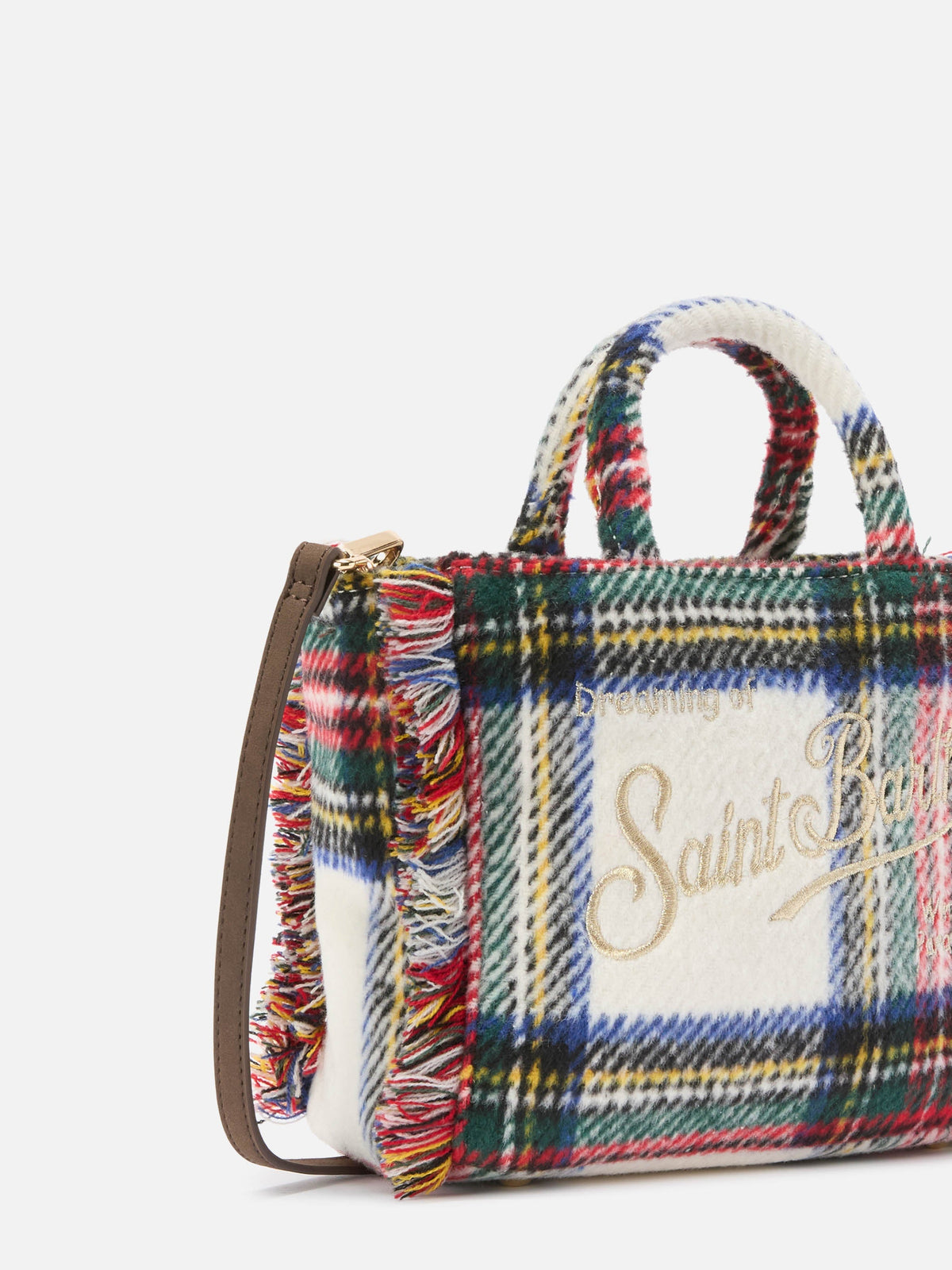 MC2 Saint Barth VANITY MINI WOOL N VAMI031 - Borsa a mano Vanity Mini in misto lana motivo tartan - Tartan Marrone (Tartan 1812 Emb)