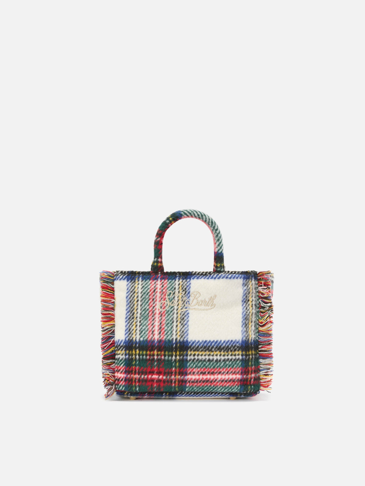 MC2 Saint Barth VANITY MINI WOOL N VAMI031 - Borsa a mano Vanity Mini in misto lana motivo tartan - Tartan Marrone (Tartan 1812 Emb)