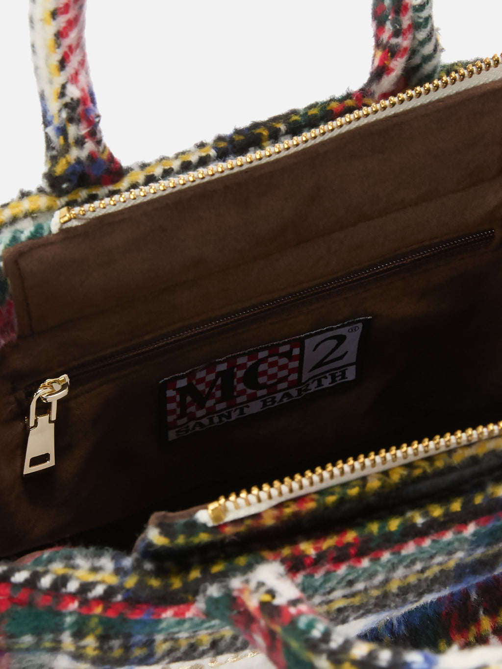 MC2 Saint Barth VANITY MINI WOOL N VAMI031 - Borsa a mano Vanity Mini in misto lana motivo tartan - Tartan Marrone (Tartan 1812 Emb)