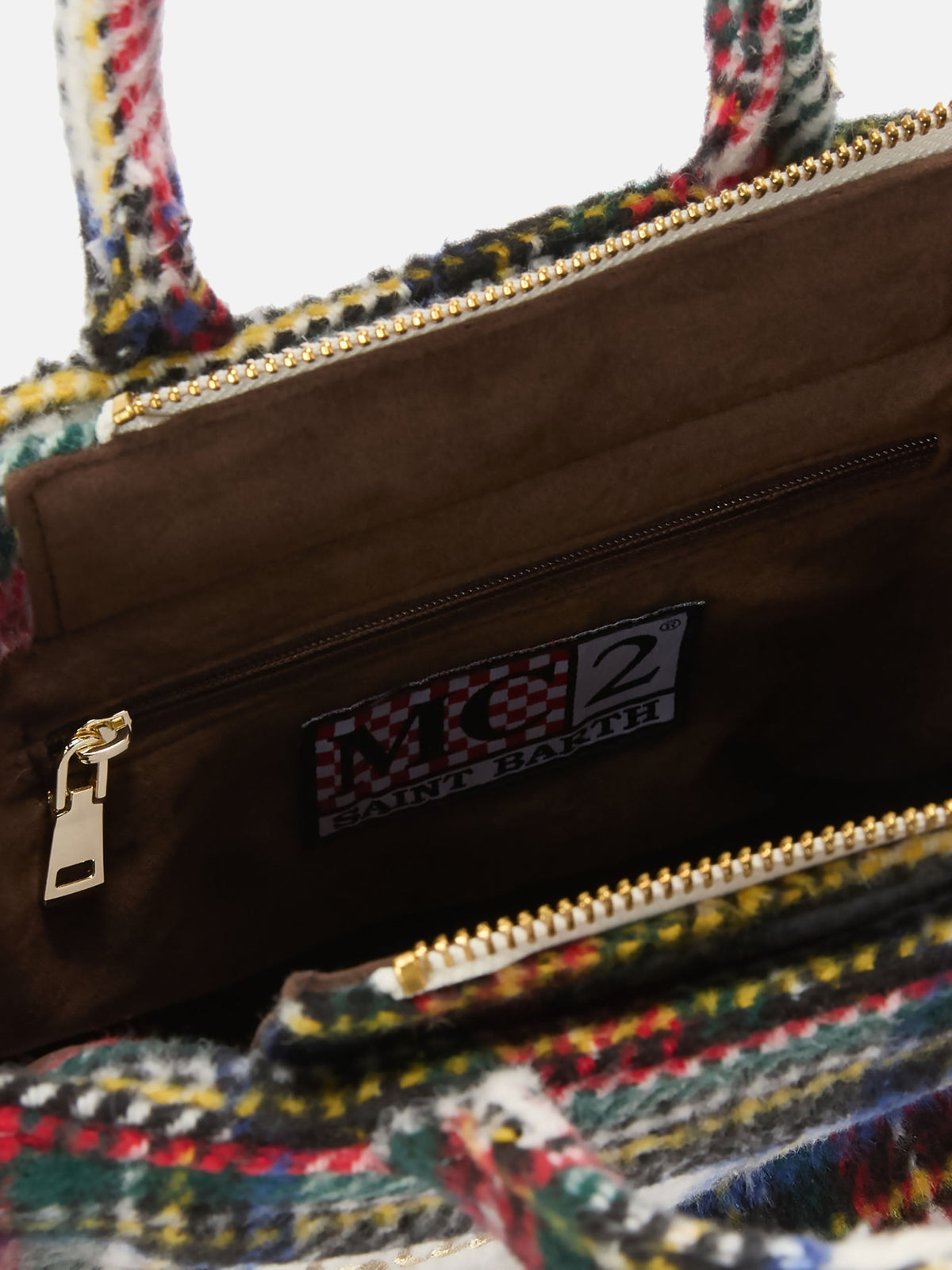 MC2 Saint Barth VANITY MINI WOOL N VAMI031 - Borsa a mano Vanity Mini in misto lana motivo tartan - Tartan Marrone (Tartan 1812 Emb)