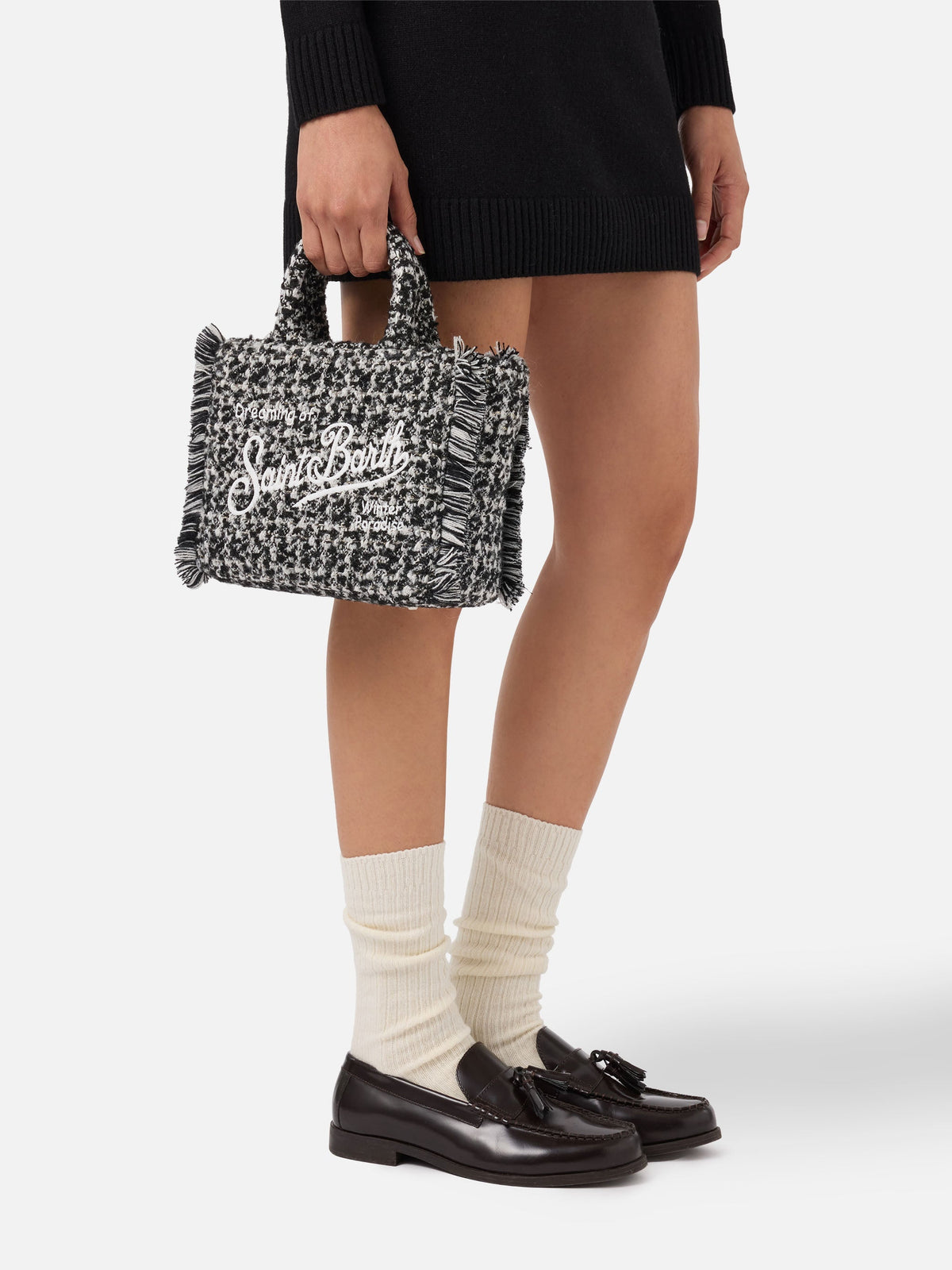 MC2 Saint Barth VANITY MINI TWEED N VAMI032 - Borsa a mano Vanity Mini in pregiato tessuto tweed con ricamo - Rosa Lurex (21 Lurex Emb)