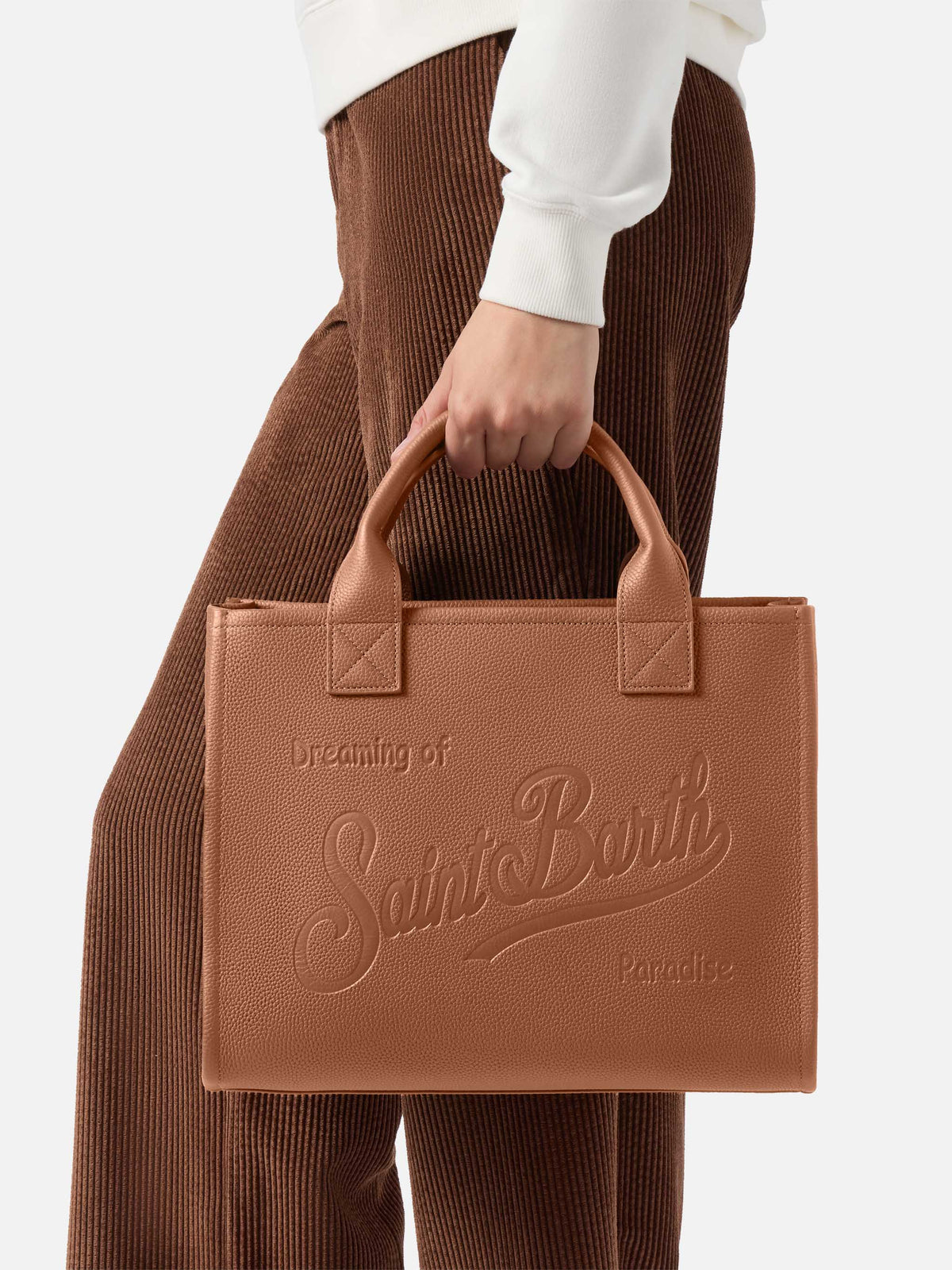 MC2 Saint Barth VANITY BAG LARGE VANBG001 - Borsa Vanity grande a mano in vera pelle martellata - Grigio Antracite (Grain Leather Sb 19)