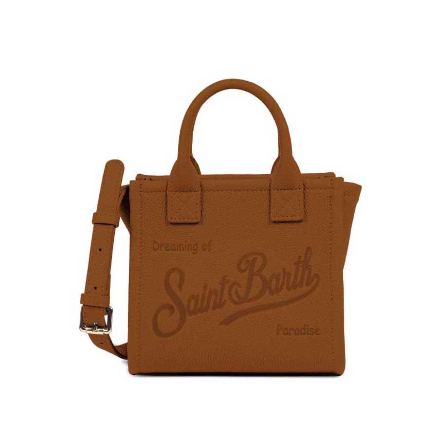 MC2 Saint Barth VANITY BAG MINI VANMI001 - Borsa a mano Vanity Mini in vera pelle martellata con logo - Grigio Antracite (Grain Leather Sb 19)