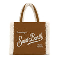 MC2 Saint Barth VANITY MINI SHEARLING VAMI020 - Borsa a mano Vanity Mini in tessuto shearling con ricamo - Marrone / Panna (1810 Emb)