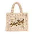 MC2 Saint Barth VANITY MINI TEDDY VAMI029 - Borsa a mano Vanity Mini Teddy in morbido tessuto con ricamo - Panna Teddy (1118 Emb)