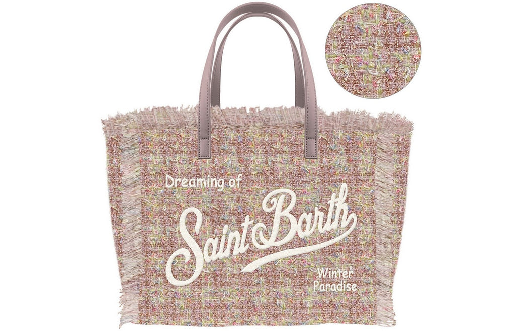 MC2 Saint Barth VANITY MINI TWEED N VAMI032 - Borsa a mano Vanity Mini in pregiato tessuto tweed con ricamo - Rosa Lurex (21 Lurex Emb)