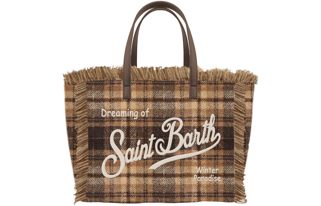 MC2 Saint Barth VANITY MINI WOOL N VAMI031 - Borsa a mano Vanity Mini in misto lana motivo tartan - Tartan Marrone (Tartan 1812 Emb)