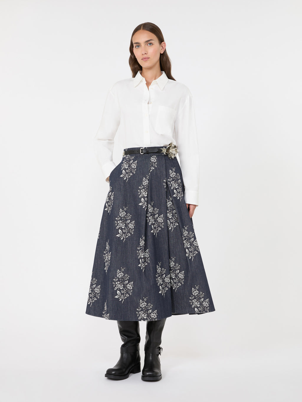 Weekend Max Mara WKDSTRUZZO - Gonna a pieghe in cotone stampato