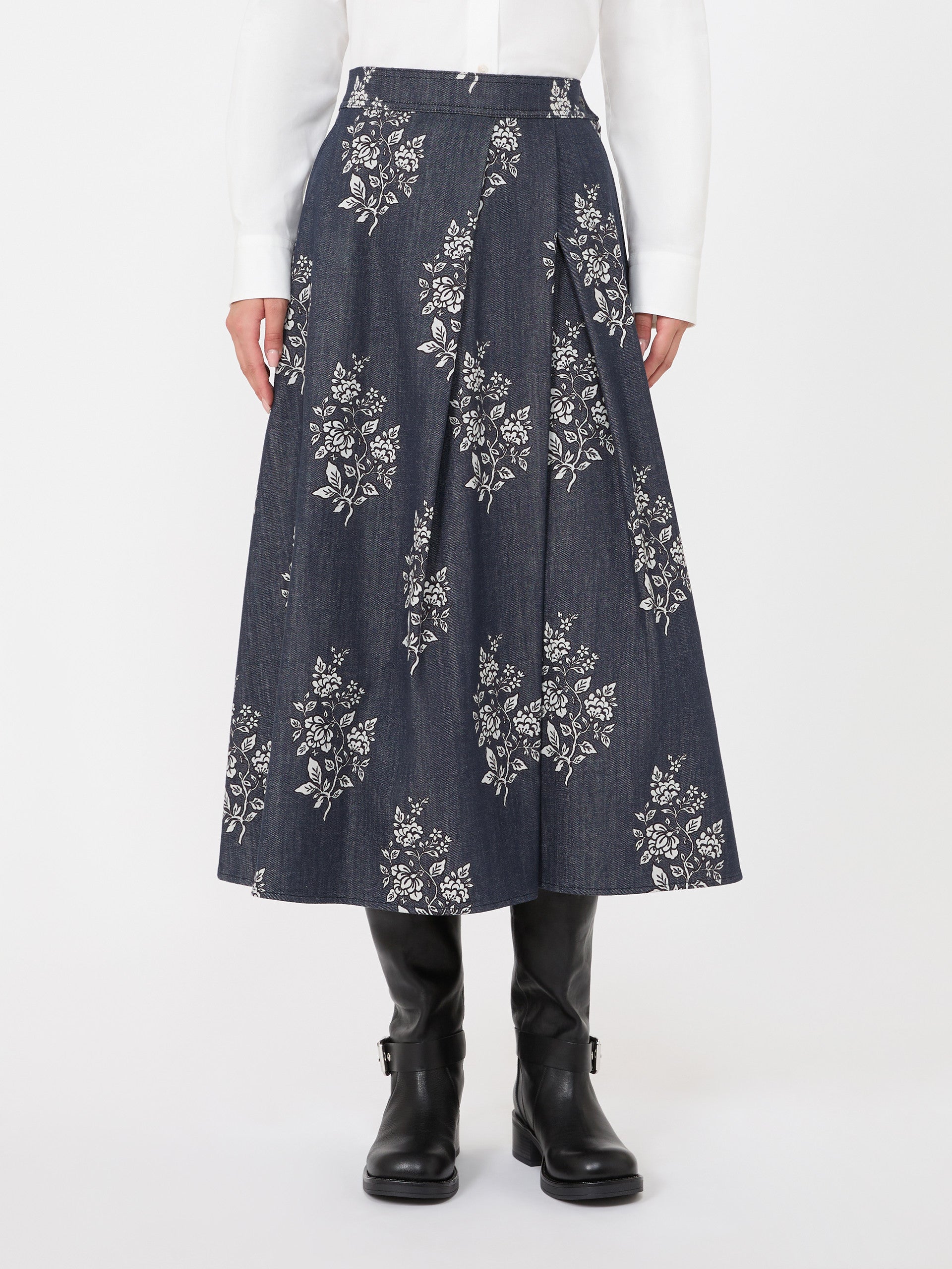 Weekend Max Mara WKDSTRUZZO - Gonna a pieghe in cotone stampato