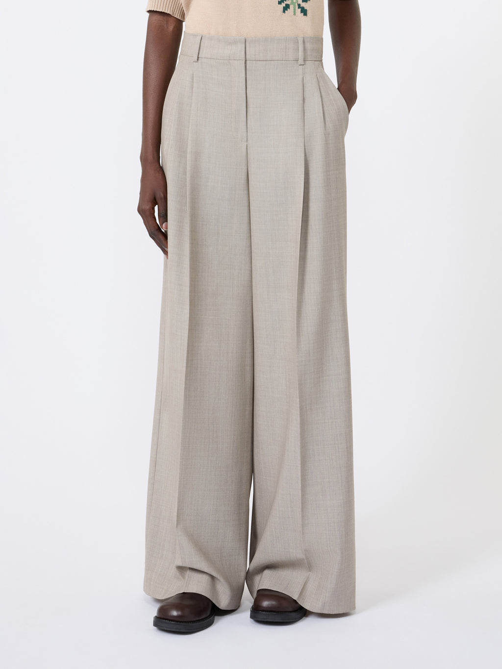Weekend Max Mara WKDOVVIO - Pantalone wide leg in tela di lana