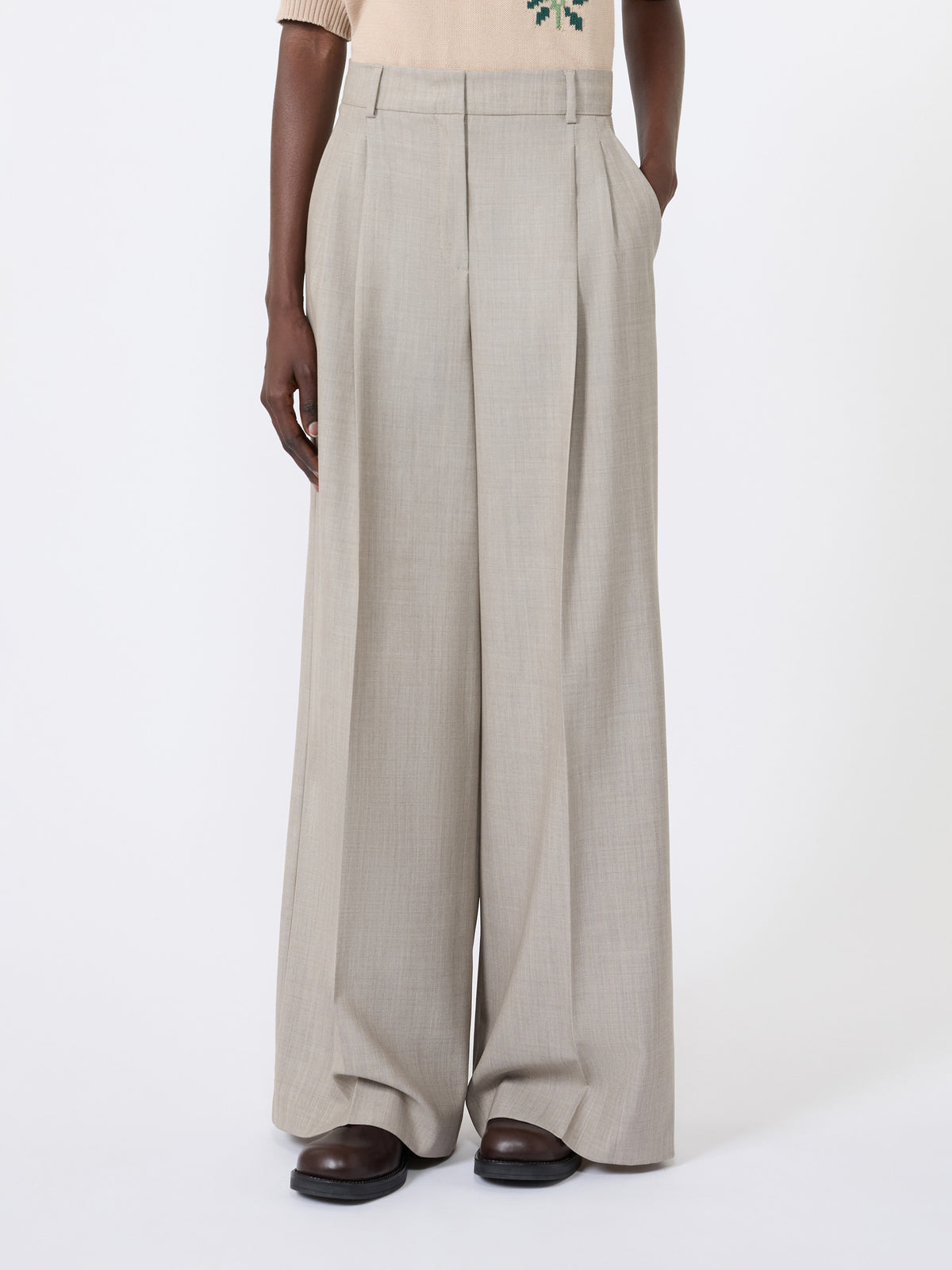 Weekend Max Mara WKDOVVIO - Pantalone wide leg in tela di lana