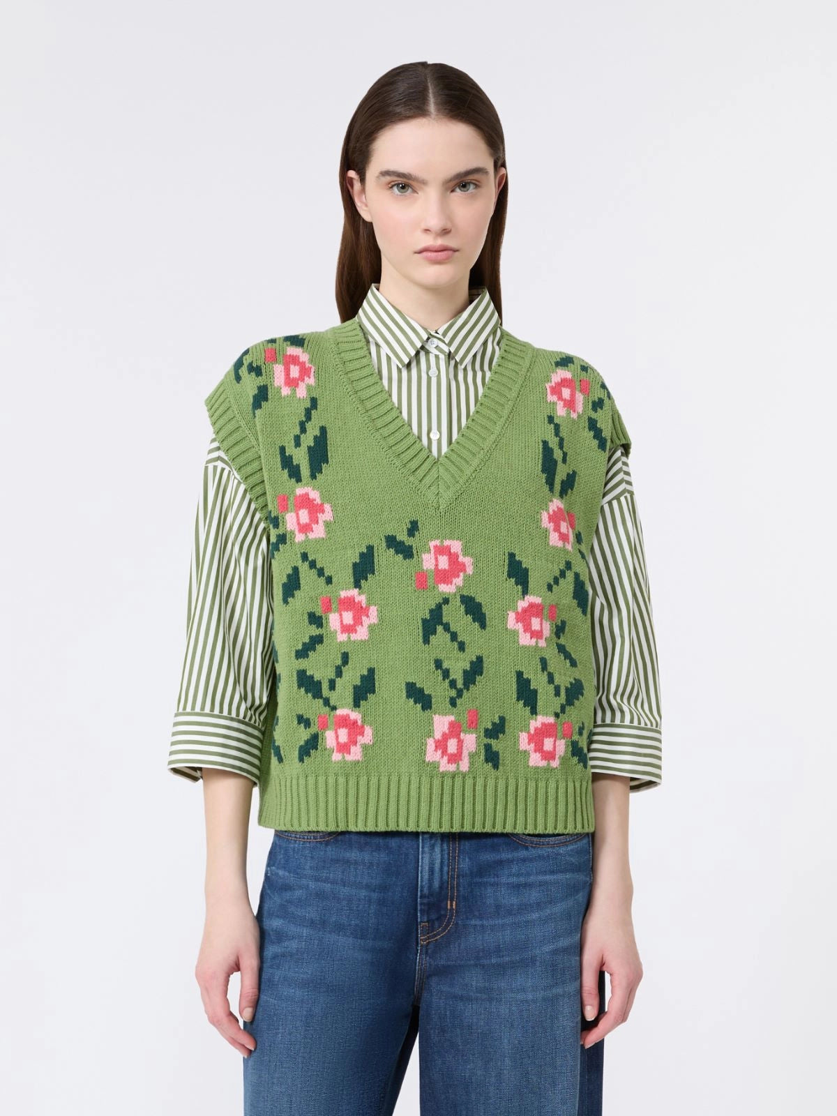 Weekend Max Mara WKDALAMARO - Gilet in maglia floreale