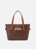 MC2 Saint Barth CITY BAG MID NYLON CB0004 - Borsa City Bag formato medio in nylon con ricamo - Marrone (1818 Emb)
