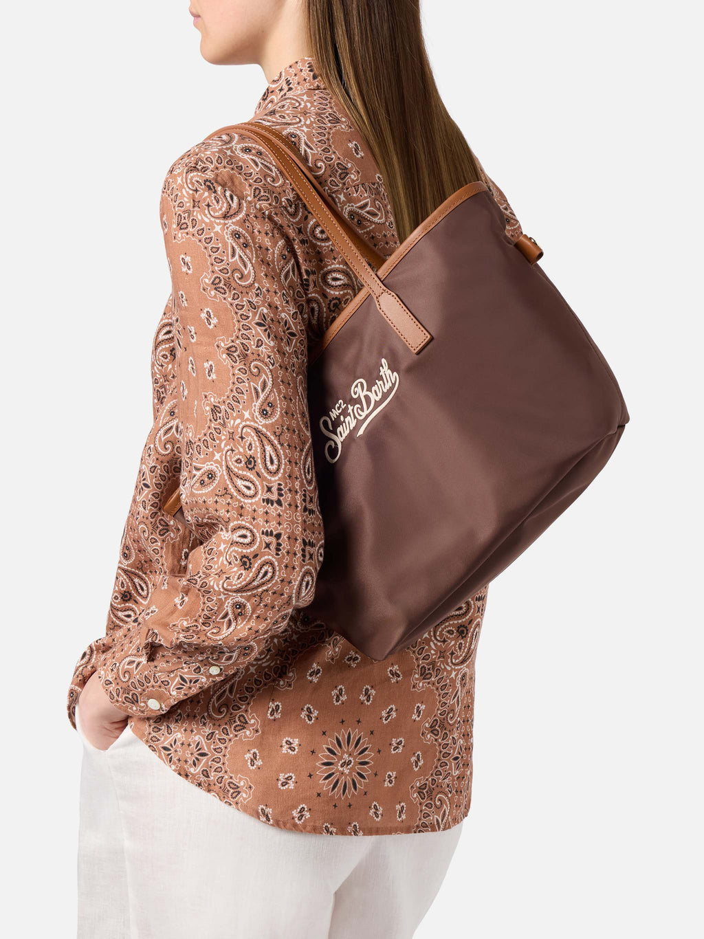 MC2 Saint Barth CITY BAG MID NYLON CB0004 - Borsa indossata a spalla - Marrone