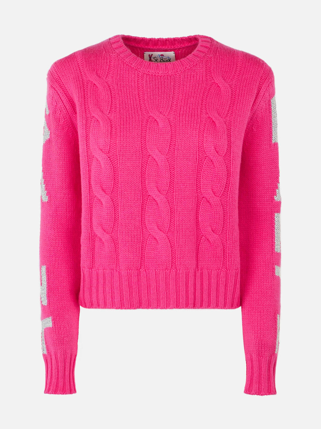 MC2 Saint Barth MALMO ARAN MALM0003 - Maglia Malmo con lavorazione Aran a trecce e dettagli lurex - Panna (St Barth 10or)