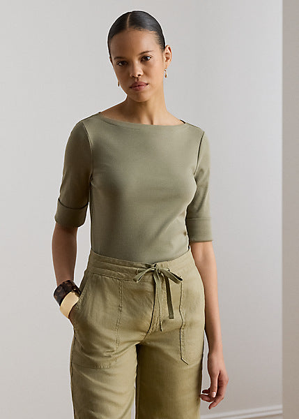 Lauren by Ralph Lauren JUDY - Maglietta con scollo a barchetta stretch