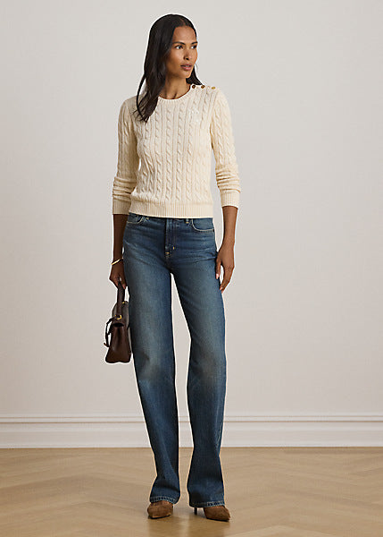 Lauren by Ralph Lauren 200P14039 - Maglia lavorata a trecce con bottoni