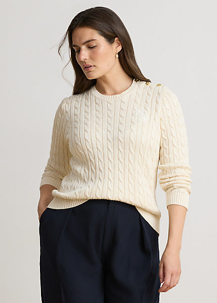 Lauren by Ralph Lauren 200P14039 - Maglia lavorata a trecce con bottoni