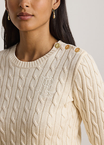 Lauren by Ralph Lauren 200P14039 - Maglia lavorata a trecce con bottoni