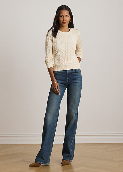 Lauren by Ralph Lauren 200P14039 - Maglia lavorata a trecce con bottoni