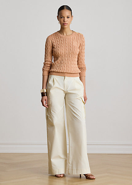Lauren by Ralph Lauren 200P14039 - Maglia lavorata a trecce con bottoni