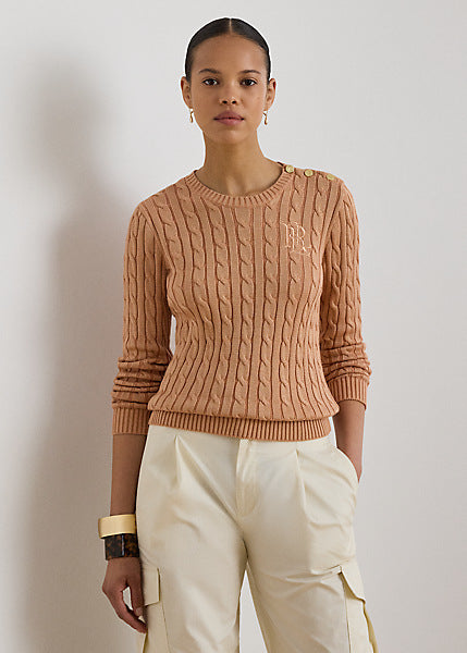 Lauren by Ralph Lauren 200P14039 - Maglia lavorata a trecce con bottoni