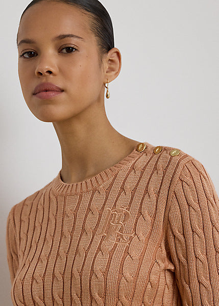 Lauren by Ralph Lauren 200P14039 - Maglia lavorata a trecce con bottoni
