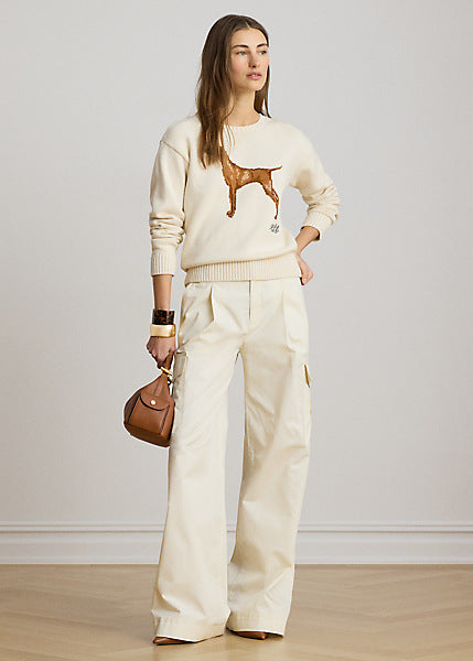 Lauren by Ralph Lauren 200P14120 - Maglia in cotone con bracco a intarsi