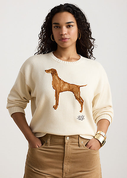 Lauren by Ralph Lauren 200P14120 - Maglia in cotone con bracco a intarsi