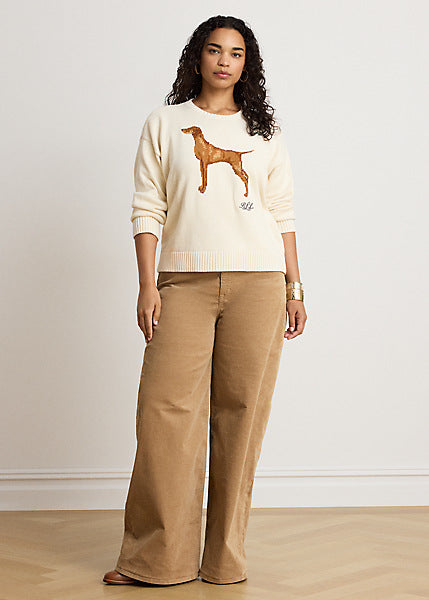 Lauren by Ralph Lauren 200P14120 - Maglia in cotone con bracco a intarsi