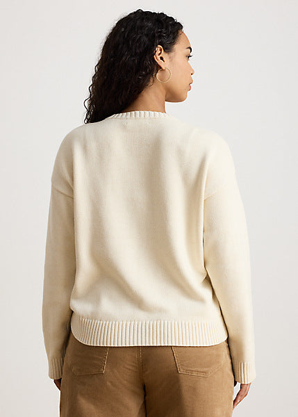 Lauren by Ralph Lauren 200P14120 - Maglia in cotone con bracco a intarsi