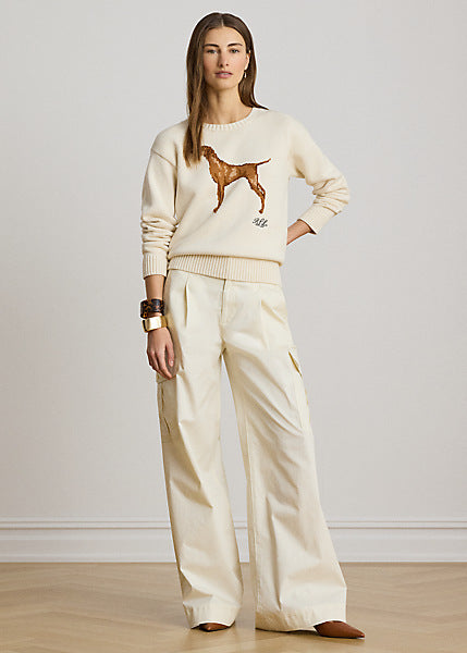 Lauren by Ralph Lauren 200P14120 - Maglia in cotone con bracco a intarsi