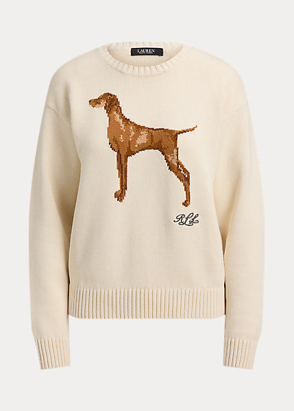 Lauren by Ralph Lauren 200P14120 - Maglia in cotone con bracco a intarsi