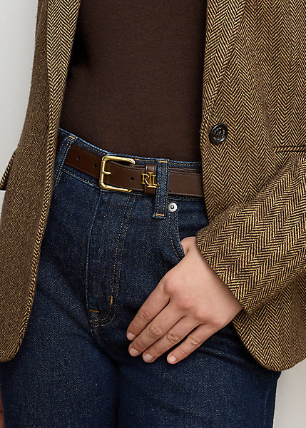 Lauren by Ralph Lauren LOGO KEEPER 25 - Cintura in pelle con logo sul passante